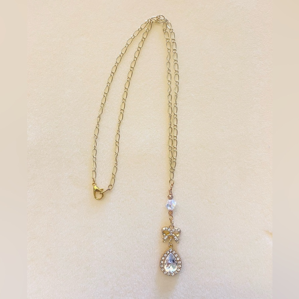 Crystal Rhinestone Drop Pendant Necklace